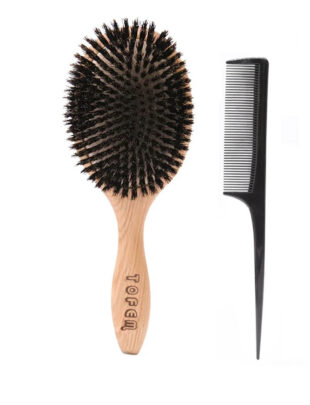 Boar Bristle Brush provides a comfortable grip.