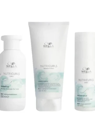 Wella Professionals Nutricurls Micellar Shampoo For Curls, Detangling Conditioner For Waves & Curls And Curlixir Balm